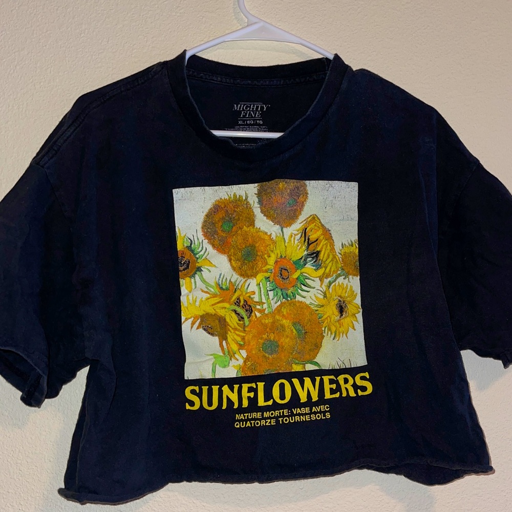 Black cropped sunflower top